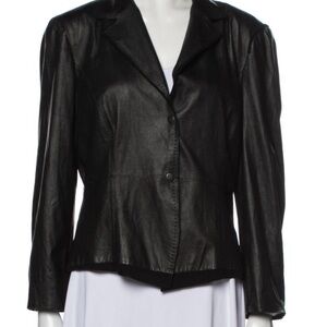 Elie Tahari Lambskin Classic Black Leather Blazer!